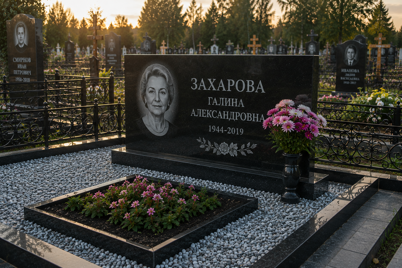 Горизонтальный гранитный памятник в Кингисеппе