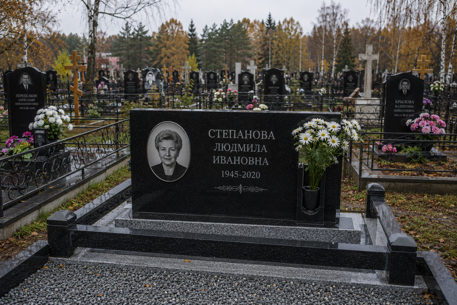 Горизонтальный гранитный памятник в Кингисеппе