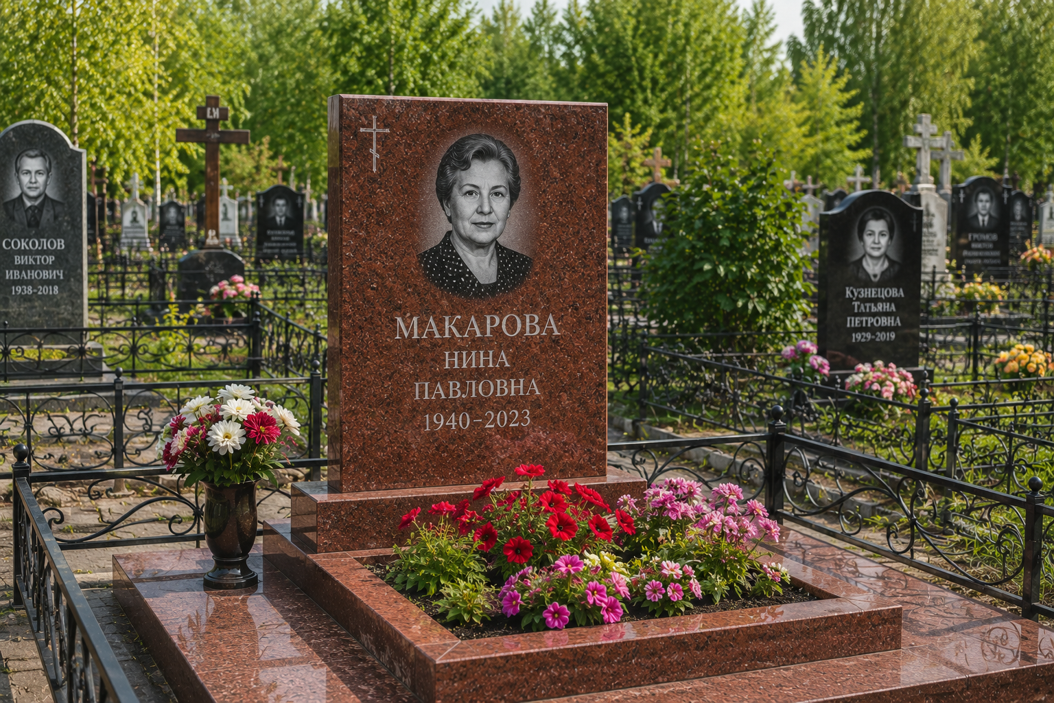 Гранитный памятник из красного гранита в Кингисеппе